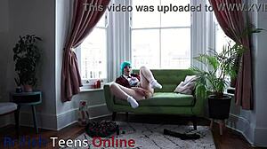 Hot British alt student masturbates in cosplay until orgasm