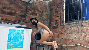 Emotional Encounter with Slutty Neighbor Flashing Pussy in the Yard