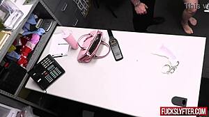 Shy hot teen 18+ caught stealing sex toys during bold sorority office dare