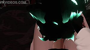 Hex dives into sucking a random dick in vrchat erp fun. Her submissive skills shine through the monster cock experience.