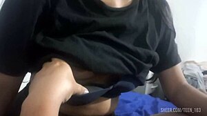 Skinny 18 year old Latina teen with pigtails and natural tits gets fondled then fucked doggystyle