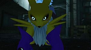 Renamon gets railed hard in public outdoor furry action