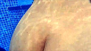 Big cock surprises nalgona masturbating in pool leading to doggystyle fuck and cum