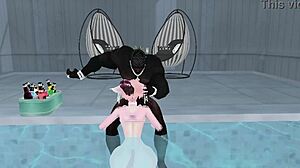 Femboy takes monster big black cock for hardcore anal fucking and creampie