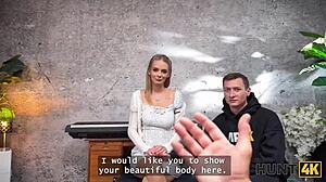 Blonde babe Naomi Love shows off natural boobs and cheats on bf right in front of him