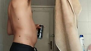 Hey, why is this delicious drunk guy fingering and shaving his sexy big monster cock?