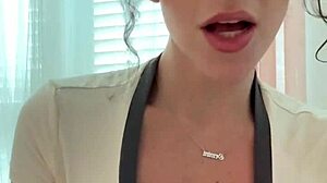 Brunette Big Tits Cutie Gives ASMR Handjob to Boyfriend with Whispers and JOI Instructions for Huge Orgasm