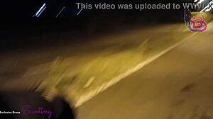 Wife gets filmed sucking lover's big black monster cock in city square while husband watches.