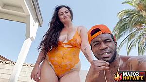 josie jaxxon interracial brunette milf lingerie blowjob deepthroat pussy fucking riding cowgirl big black cock rome major