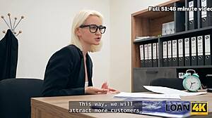 Loan4k sets up blonde whore for rough anal fuck during office loan interview with all holes used