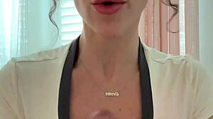 Brunette Big Tits Cutie Gives ASMR Handjob to Boyfriend with Whispers and JOI Instructions for Huge Orgasm