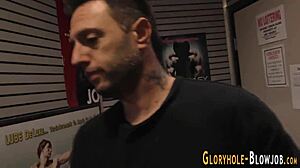 Oh yeah, suck that big black cock deep, the redheaded whore moaned at the gloryhole. She took the monster load in creampie ecstasy, begging for more intense interracial action.