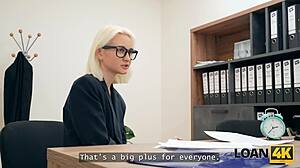 Loan4k sets up blonde whore for rough anal fuck during office loan interview with all holes used