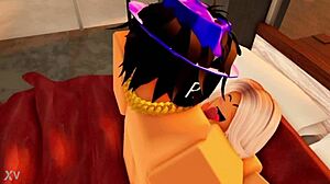 金发 Roblox 模特青少年18+ Sophie 回来和无头经理玩乐！