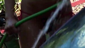 Blonde gives blowjob at car wash 😏🚗