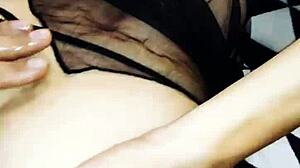 A Wife in Erotic Fishnet Bodysuit Spreads Legs Beautifully for Anal!