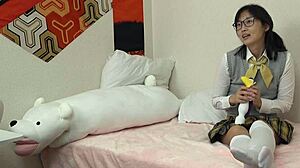 japanese student enjoys solo play with toys after school