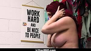 Milf shoplifter caught stealing food items from the store