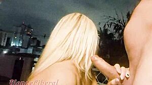 hey is anyone on the street watching this married slut fuck her brother-in-law on the balcony? she teases during outdoor blowjob