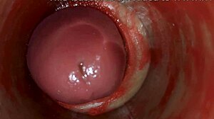 Caméra profonde dans la chatte mouillée montre une énorme éjaculation de sperme ASMR