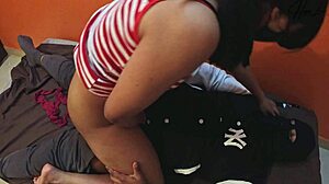 i teach my stepsister to fuck very hard with monster cock in cowgirl riding creampie