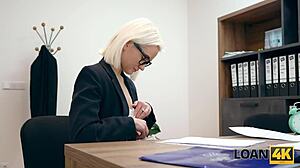 Loan4k sets up blonde whore for rough anal fuck during office loan interview with all holes used