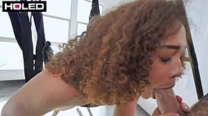 willow ryder's petite frame takes massive cock in ass-to-mouth play on swing, ending with facial creampie explosion