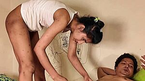 Sistya takes advantage of stepbrother stuck on furniture to ride cock and make him cum inside