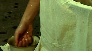 Solo Slave Girl Bathing And Oiling Herself In Teasing Blonde Bdsm Scene