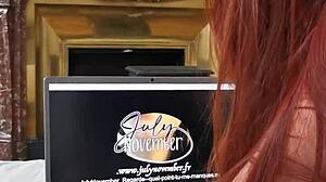 My girlfriend sucks me while watching French amateur porn.