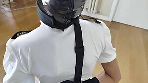 dirty bdsm latin bitch takes deepthroat facefucking with slapping spitting and latex slave mask on her pussy-mouth... blindfolded humiliation!