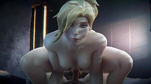 Mercy rides a penis in cowgirl style - oh, what a thrilling ride it is!