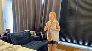 Petite Blonde Teen Dances And Flashes In Fun Casting Session