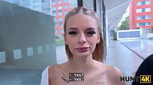 Blonde babe Naomi Love shows off natural boobs and cheats on bf right in front of him