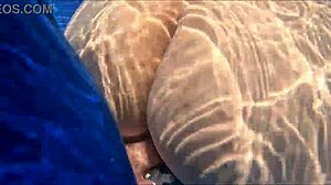 Big cock surprises nalgona masturbating in pool leading to doggystyle fuck and cum