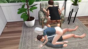 I joined amateurs for group sex on floor and chair