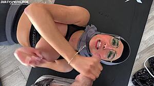 Hey housemate, you caught me - now cum all over my face like this?