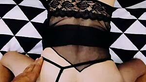 A Wife in Erotic Fishnet Bodysuit Spreads Legs Beautifully for Anal!