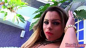 why does tranny thayla santos ride dildo while jerking off