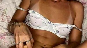 blue-eyed blonde brazilian cutie teases softly in solo session until climax