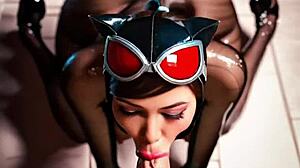 Catwoman Delivers Best Blowjob On Huge Cock With Big Tits And Boobs Involved