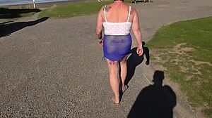 why is this kiwi trashy milf walking in see through clothes at the beach before creampie fuck?