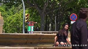 Spanish Hottie Boldly Gangbanged In Public With Bondage
