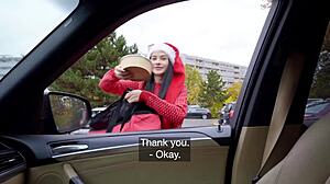 Whoa, public agent picks up Santa helper Matty Mila Perez for blowjob and big dick POV outdoors 🎄