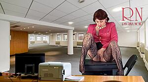 You know, this naked secretary teases her boss by showing pussy tits and masturbating cunt