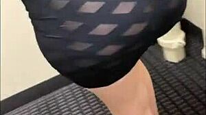 Wife in See Through Short Dress Flashes Big Ass Panties at Hotel. Amateur Latina Whore Enjoys Public Outdoor Fun with Thong Lingerie