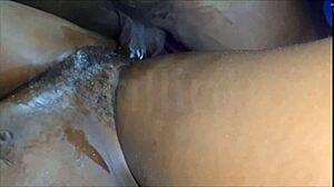 Collage boy drives teen 18+ girlfriend to work but she sneaks inside for wet pussy creaming on big black cock bareback POV.