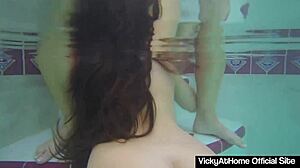 milf vicky vette contrasts poolside relaxation with eating out her hot friend teal conrad's big pussy lips and clit.