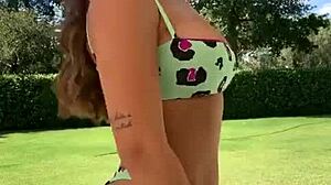 Attractive Young Woman With Her Intimate Area Protruding Outward