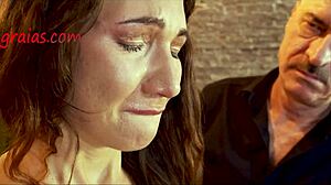 Preparing her for whip in extreme bdsm session with redhead pornstar